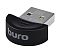 Фото-1 USB Bluetooth адаптер Buro BT40A &mdash; крупный план: серебристый USB‑штекер с маркировкой и чёрный полукруглый корпус с логотипом, видны рельефные насечки; важно для понимания форм‑фактора &laquo;нано&raquo; и подключения к USB.