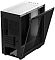 Фото-7 Корпус ПК DeepCool Macube 110 (white), вид сзади-сбоку со снятой стеклянной панелью: задняя решётка, слоты расширения и нижний проём под блок питания, белый с чёрным шасси; фото для понимания доступа к внутренностям и задней компоновки.