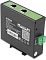 Фото-19 PoE‑инжектор Digma DNP30W48GDXM, задний ракурс справа. Видны техническая наклейка с моделью, QR‑код, зелёная клемма питания, верхняя панель с двумя RJ‑45 и нижние монтажные выступы корпуса. Изображение показывает маркировки и заднюю часть устройства для страницы товара.