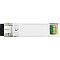 Фото-2 Трансивер LR-Link LRTP8525 X1ATL SFP28 25GBase SR, вид сверху; металлический корпус, чёрная заглушка у разъёма, кнопки/элементы фиксатора на верхней части, на торце видны золотистые контакты и зелёная плата; серебристый, чёрный и зелёный.