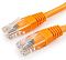 Фото-1 Патч-корд Premier UTP Cat 5e PP12-0.25M-O, крупный план двух коннекторов. На фото оранжевый кабель 0,25 м с прозрачными штекерами RJ-45, видны цветные жилы и литые хвостовики. Изображение помогает рассмотреть разъёмы и цвет патч-корда на странице товара.