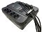 Фото-2 ИБП Powercom Spider SPD-550U LCD USB, вид сверху с подключёнными кабелями: чёрный корпус с LCD-дисплеем, рядом восемь розеток Schuko, часть выходов занята вилками, на верхней панели видны индикаторы и маркировка BYPASS; фото показывает использование розеток и раскладку подключений для карточки товара.