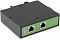 Фото-13 PoE‑инжектор Digma DNP30W48GDXM, фронтальный ракурс слева сверху. Видны два Ethernet‑порта, светодиодные индикаторы уровня и PoE, чёрная верхняя крышка на винтах и часть крепления сзади. Изображение показывает переднюю панель устройства для страницы товара.
