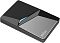 Фото-2 Внешний SSD Netac Z7S NT01Z7S-960G-32BK, вид под углом, чёрный корпус с рифлёной диагональной фактурой и серебристой вставкой, V-образный световой элемент на грани.