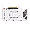 Фото-10 Видеокарта ASUS GeForce RTX 5060 Dual OC 8GB, задняя сторона. Видна белая задняя пластина с надписью GeForce RTX, центральными винтами, графическими линиями и крупным вырезом с открытыми рёбрами радиатора справа. Изображение важно для оценки жёсткости корпуса и задней вентиляции.