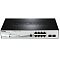 Фото-3 Коммутатор D-Link DGS-1210-10P/ME A1A, вид спереди. На фото видны блок световых индикаторов слева, консольный порт, восемь Ethernet-портов с нумерацией и два uplink-порта справа. Прямой фронтальный кадр нужен для страницы товара, чтобы показать расположение интерфейсов и индикацию.