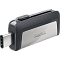Фото-2 USB-накопитель SanDisk Ultra Dual USB 3.1 128GB SDDDC2-G46, крупный план со стороны разъёма USB Type-C. Показан выдвижной коннектор, ползунок переключения сверху и корпус с серебристой вставкой и тёмной текстурированной рамкой. Важно для страницы товара, потому что фото показывает один из интерфейсов подключения.