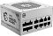 Фото-1 Блок питания для ПК MSI MAG A850GL PCIE5 White, вид под углом на модульную сторону: сверху вентиляционная решётка, спереди панель модульных разъёмов с подписями секций; белый корпус на светлом фоне для общего вида модели на странице товара.