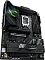 Фото-4 Материнская плата ASUS ROG Strix Z890-F Gaming WiFi &mdash; ракурс 3/4: крупный кожух VRM сверху, сокет LGA1851 и длинный радиатор M.2 над верхним слотом PCIe; помогает понять размещение охлаждения около процессора и видеокарты.