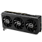 Фото-4 Видеокарта ASUS GeForce RTX 5060 Prime OC 8GB, вид под углом со стороны торца; три вентилятора, рельефная надпись PRIME сверху, виден 8-контактный разъём питания и логотип ASUS у торца. Фото для страницы товара показывает профиль и верхнюю компоновку.