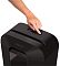 Фото-4 Уничтожитель бумаги Fellowes Powershred LX70, крупный план верхней панели на белом фоне: рука нажимает переключатель, рядом индикаторы, вдоль слота подачи пиктограммы безопасности; важно для понимания управления и индикации на странице товара.