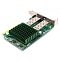 Фото-3 Сетевая карта Supermicro AOC-STGN-i2S, вид сверху: зелёный ребристый радиатор занимает центральную часть платы, у планки два экранированных порта SFP+; белый фон; важно для страницы, чтобы увидеть компоновку портов и радиатора.