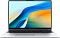 Фото-1 Ноутбук Huawei MateBook D 16 MCLG-X, вид спереди в открытом положении; на фото серебристый корпус, экран с тонкими рамками, полноразмерная клавиатура с цифровым блоком и большой тачпад, изображение используется для основной карточки товара ноутбука.