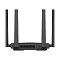 Фото-2 Wi‑Fi роутер Cudy WR3600, задняя панель разъёмов: порт WAN, четыре порта LAN, кнопка WPS/Reset и разъём питания; чёрный корпус с четырьмя антеннами — чтобы выбрать схему проводных подключений в карточке товара.