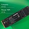 Фото-11 SSD Digma Mega M2 512GB DGSM3512GM23T M.2 2280, крупный план на зелёном фоне; видна лицевая сторона модуля и текстовые блоки с толщиной 2,25 мм и ресурсом TBW 375 ТБ; изображение важно для страницы товара как визуальное пояснение размеров и ресурса записи.