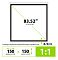 Фото-5 Экран настенно-потолочный Cactus WallScreen CS-PSW 150×150 см (1:1), инфографика с размерами; указана диагональ 83.52″ (212.13 см), габариты 150×150 см и размеры кромок 0/0/3, схема со стрелками зелёного цвета.
