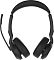 Фото-6 Наушники Jabra Evolve2 55 Link380c MS Stand, фронтальный вид с внутренней стороны; показаны две овальные амбушюры с перфорацией, мягкая верхняя накладка оголовья и микрофонная штанга слева, цвет чёрный; фото важно для оценки посадки и внутренней конструкции гарнитуры.