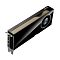Фото-1 Видеокарта PNY NVIDIA RTX 6000 Ada, вид под углом: чёрный корпус с длинной золотистой решёткой на верхней кромке, турбинный вентилятор справа и четыре вертикальных видеовыхода на планке, фото показывает рабочую станционную карту целиком.
