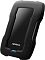 Фото-2 Внешний жёсткий диск ADATA HD330 AHD330-1TU31-CBK &mdash; вид под углом; чёрная защитная рамка с точечной текстурой, центральная панель и нижний синий индикатор, видна толщина корпуса; изображение важно для оценки формы и бокового профиля.