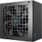 Фото-1 Блок питания для ПК Deepcool GS PN750M, вертикальный вид со стороны вентиляционной решётки; на фото чёрный корпус ATX с крупной боковой решёткой, видимым вентилятором и модульной панелью на торце, показана передняя часть для подключения кабелей.
