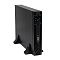 Фото-1 ИБП Bastion Skat 3000 VA Rack/Tower 2U без встроенных АКБ 8774 Skat UPS 3000 Rack On P3, вид в вертикальной установке. На фото чёрный корпус с опорами, узкая лицевая панель, синий дисплей и кнопка управления. Для страницы товара это важно, потому что показывает башенный вариант размещения и переднюю часть устройства.