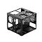 Фото-9 Корпус ПК Fractal Design Node 804, чёрный &mdash; каркас без панелей, вид со стороны отсека накопителей; сверху два прямоугольных выреза под вентиляторы/радиатор и крепления корзин, снизу перегородка и монтажные отверстия. Контекст: показ внутренней рамы и креплений для накопителей и охлаждения.