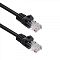 Фото-1 Патч-корд ACD UTP Cat 5e ACD-LPU5C-75B, чёрный 7,5 м &mdash; крупный план двух коннекторов RJ45 на чёрной оболочке; видны прозрачные штекеры, металлические контакты и литые хвостовики с защитой от перегиба; фото важно для идентификации разъёмов на странице товара.