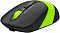 Фото-2 Беспроводная мышь A4Tech Fstyler FG10CS Air Sports Green, вид спереди слева под углом; на фото чёрный корпус, зелёное колесо, кнопка переключения DPI и рифлёная зелёная боковая вставка; изображение показывает форму корпуса и фактуру боковой части для страницы товара.