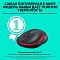 Фото-8 Мышь Logitech M185 беспроводная, чёрно-красный цвет, рекламная карточка с изображением модели. На фото мышь под углом на бирюзовом фоне с крупной цифрой 1 и текстовыми блоками о модели M185. Это важно для страницы товара, потому что показывает внешний вид мыши на информационном изображении бренда.