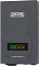 Фото-2 Стабилизатор напряжения Powercom PCM AVR WM‑1000VA, вид спереди‑сбоку: дисплей, боковые вентиляционные прорези, тёмно‑серый корпус на белом фоне; важно для оценки конструкции охлаждения.