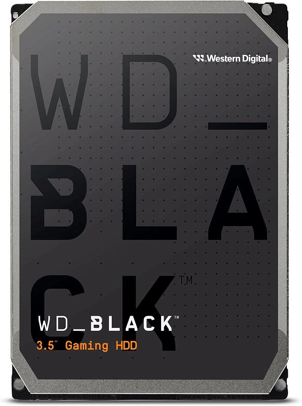 Фото-1 Жесткий диск WD Black WD6004FZBX 6 ТБ, вид спереди; видна темно-графитовая лицевая панель WD Black, перфорированный рисунок и корпус 3.5 дюйма. Графитовый, черный, серебристый и оранжевый цвет. Изображение для карточки товара, чтобы показать серию и внешний вид диска.
