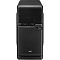 Фото-3 Корпус AeroCool QS-182, фронтальный вид, текстурированная передняя панель, порты USB и аудио слева, круглый блок кнопок и индикаторов справа, чёрный, для доступа к управлению и разъёмам.