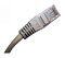 Фото-2 Патч-корд Lanmaster UTP Cat 6 TWT-45-45-0.5-6-GY, серый, 0,5 м — крупный план одного коннектора RJ45 сбоку; видны прозрачный корпус, цветные жилы и серый литой колпачок с тиснением TWT. Изображение важно для страницы товара, где сравнивают исполнение разъёма.