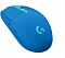 Фото-3 Беспроводная мышь Logitech G304 Lightspeed, верхний диагональный ракурс. На фото видны синий матовый корпус, бирюзовые колесо прокрутки и кнопка DPI, логотип G и левая боковая кнопка. Изображение важно для страницы товара, потому что даёт общий обзор формы корпуса и компоновки кнопок.