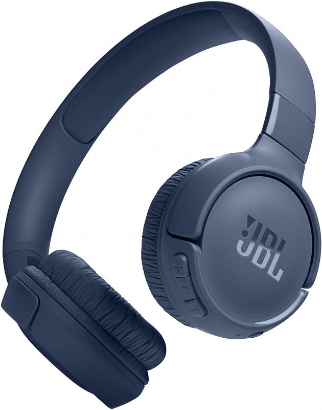 Фото-1 Гарнитура JBL Tune 520BT, вид спереди; синие накладные наушники с оголовьем и поворотными чашками показаны для страницы товара.