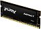 Фото-2 Модуль памяти Kingston FURY Impact 32GB KF432S20IB/32, вид под углом спереди: один SO-DIMM DDR4 в перспективе. Видны тонкая печатная плата, чёрная лицевая наклейка, боковой вырез и контактная гребёнка. Фото помогает оценить формат SO-DIMM и конструкцию модуля.