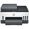 Фото-3 Струйное МФУ HP Smart Tank 750 (6UU47A), фронтальный вид: автоподатчик документов сверху, верхняя панель управления, передний выдвижной лоток; окна чернил по бокам — показывает основные элементы подачи и управления на странице модели.