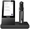 Фото-2 Наушники Yealink WH67 TM, фронтальный вид базы: тёмно-серая док-станция с экраном Yealink, решёткой динамика и установленной моногарнитурой в вертикальном держателе; изображение важно для показа рабочей станции на странице товара.