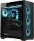 Фото-2 Корпус Formula Air Power G5 Plus, чёрный: ракурс спереди-слева; прозрачная боковая панель с видимыми компонентами и трубками охлаждения, за сеткой &mdash; три фронтальных вентилятора с подсветкой; показывает внешний вид корпуса в сборке.