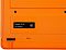 Фото-22 Клавиатура A4Tech F1010 (Orange), крупный план снизу: сервисная наклейка с обозначением модели и маркировками на оранжевом пластике; изображение важно для идентификации устройства в составе комплекта.