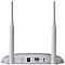 Фото-3 Точка доступа TP-Link TL‑WA801N, вид сзади: два разъёма под антенны, кнопка питания ON/OFF, разъём питания, порт Ethernet (RJ‑45), отверстие Reset и индикатор/кнопка WPS; корпус белый. Контекст: фото панели подключений. Важно для страницы товара, чтобы показать интерфейсы и органы управления.