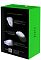 Фото-5 Проводная мышь Razer DeathAdder Essential, белый, оборотная сторона упаковки; на фото видны схемы мыши, блоки с описанием сенсора, эргономичной формы и технологии кнопок, а также таблица размеров и веса внизу коробки; для страницы товара это важно, чтобы показать информацию и характеристики, напечатанные на упаковке.
