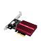 Фото-2 Сетевая карта Cudy PE10G PCIe: вид под углом, чёрная плата с крупным красным ребристым радиатором с надписью cudy, на металлической планке один порт RJ‑45; белый фон; показывает разъём Ethernet и охлаждение контроллера для темы страницы товара.