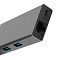 Фото-3 Порт-репликатор VCOM CU459, макро торца: разъём USB‑C рядом с Ethernet RJ‑45 и небольшими отверстиями/индикаторами; серый корпус; на белом фоне, показывает детали торцевой панели и разметку.