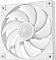 Фото-6 Корпусный вентилятор DeepCool FD14 WH, вид спереди: белая квадратная рамка с крепёжными отверстиями по углам, белые лопасти, круглая центральная втулка с логотипом