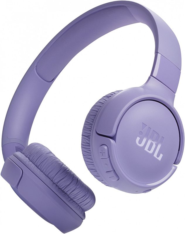 Фото-1 Гарнитура JBL Tune 520BT, вид спереди; фиолетовые накладные наушники с оголовьем и поворотными чашками показаны для страницы товара.