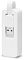 Фото-5 USB-Ethernet адаптер TP-Link UE200, вид сзади: белый корпус с нишей, USB-штекер убран в паз внутри корпуса; белый фон; важно для страницы, чтобы показать вариант хранения USB-штекера.