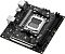 Фото-13 Материнская плата ASUS ROG STRIX X870-I GAMING WIFI mini-ITX AM5, плата без декоративных радиаторов и кожухов, вид сверху под углом. Видны сокет AM5, два DIMM-слота, цепи питания с серыми элементами и открытые чипы/разъёмы на PCB, цвет чёрный. Это фото важно для карточки товара, чтобы показать базовую печатную плату и размещение компонентов без накладок.