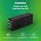 Фото-2 PoE-инжектор Digma DNP30W24GTBP, торец крупным планом: два порта RJ45 и маркировка назначения (Data In / PoE Out) на чёрном корпусе. Фото помогает не перепутать вход данных и выход с подачей питания PoE.