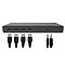 Фото-2 Док-станция Wavlink UG69DK1, передняя панель: четыре порта USB 3.0 и два аудиоразъёма 3,5 мм (наушники/микрофон); снизу показаны USB‑кабели и аудиоштекеры, важно для страницы как фронтальные подключения для периферии.